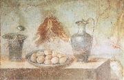 unknow artist Still life wall Painting from the House of Julia Felix Pompeii thrusches eggs and domestic utensils Sweden oil painting artist